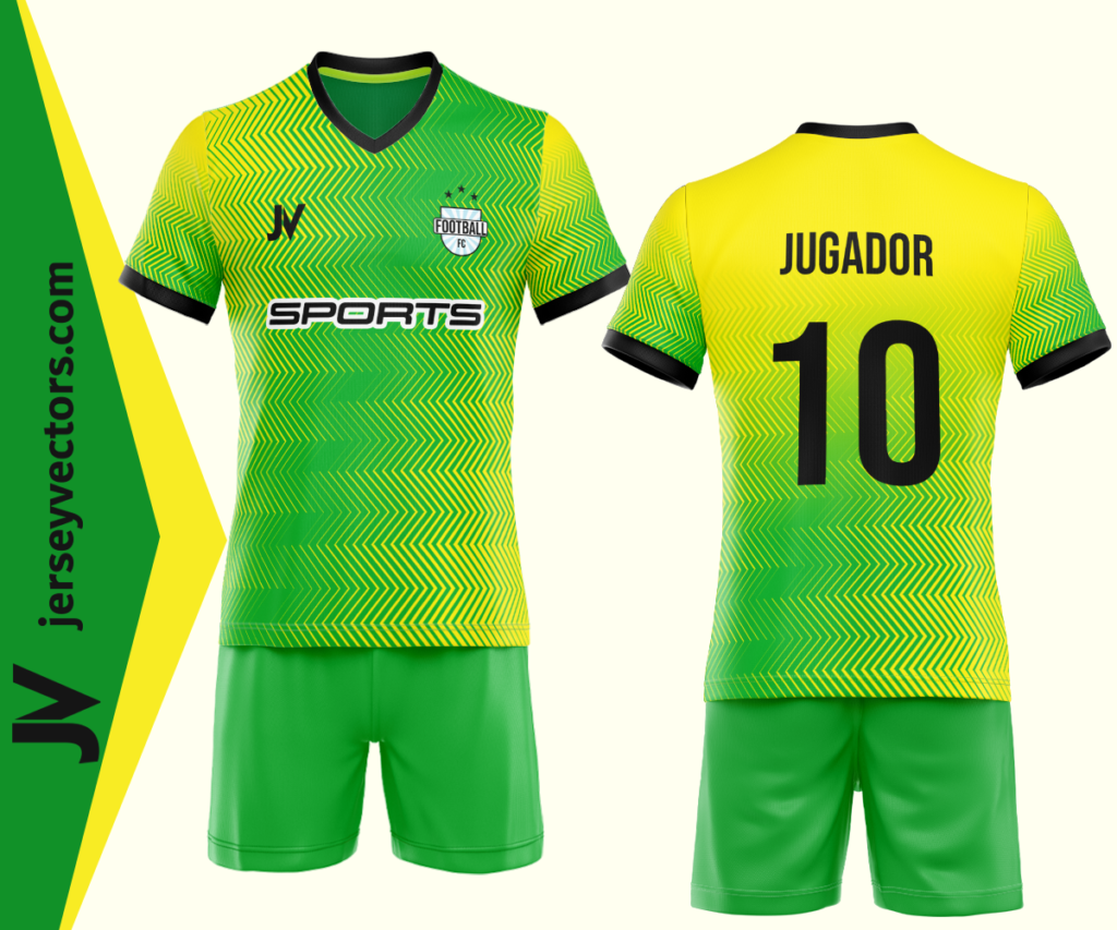 uniforme de futbol verde degrade verde amarillo