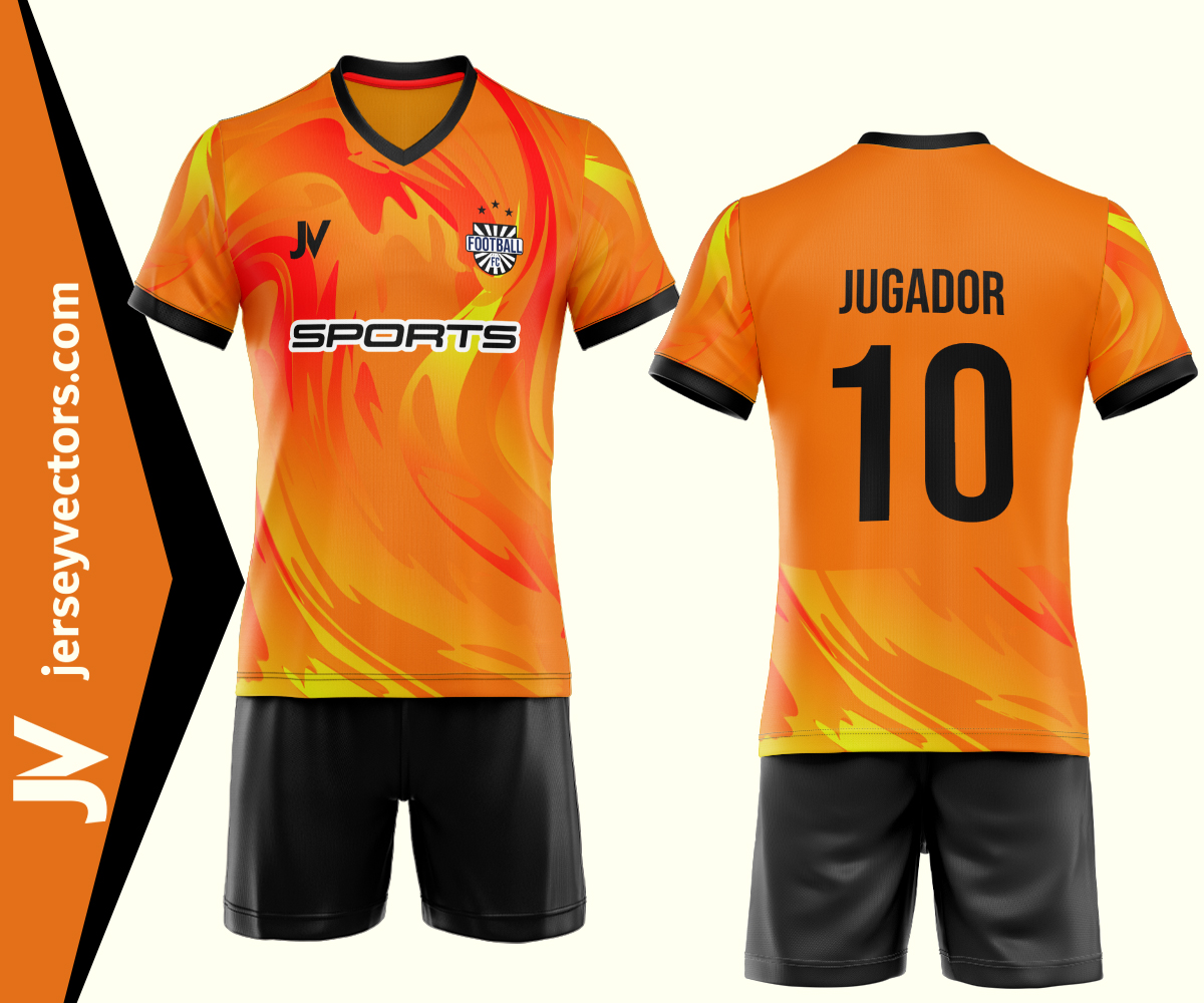 Uniforme de futbol color naranja degradado